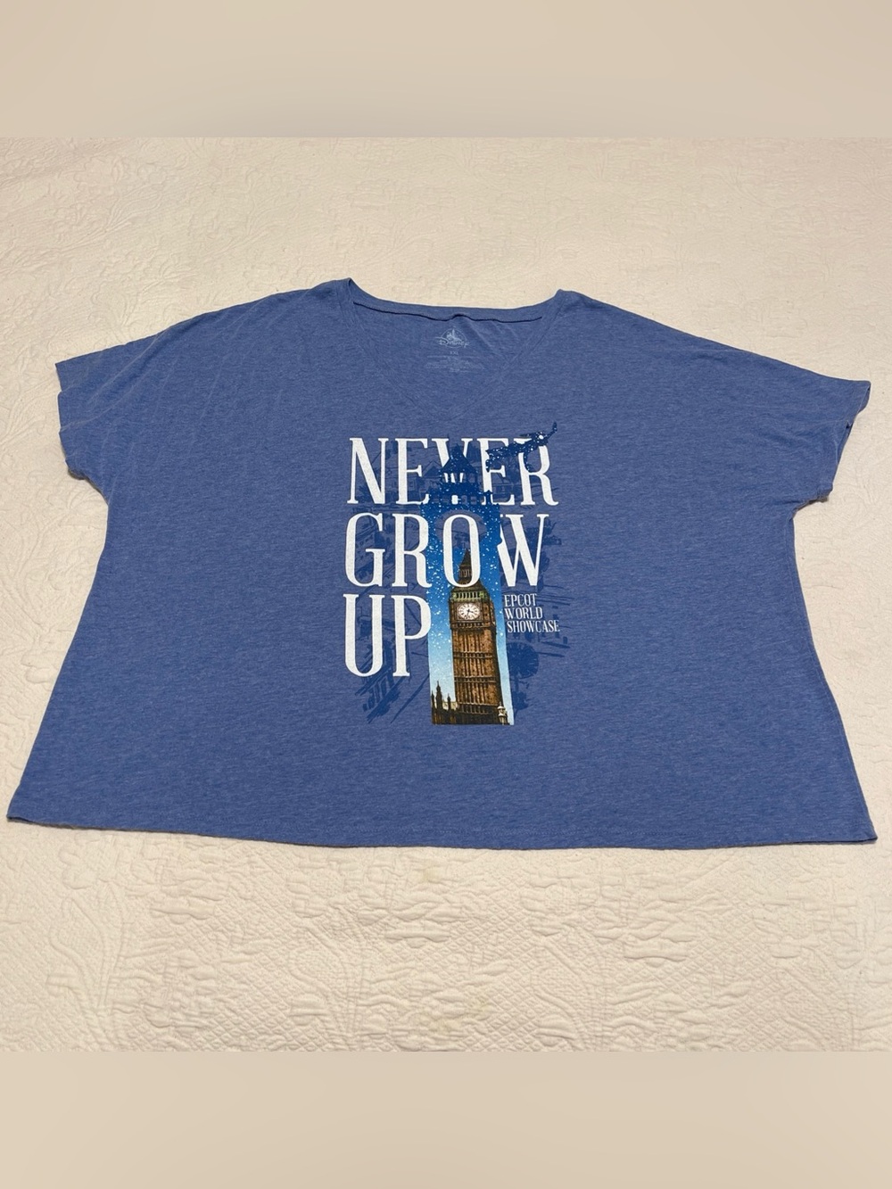 Disney world EPCOT Showcase, Peter Pan, Never Grow Up XXL Cropped T-shirt, SOFT